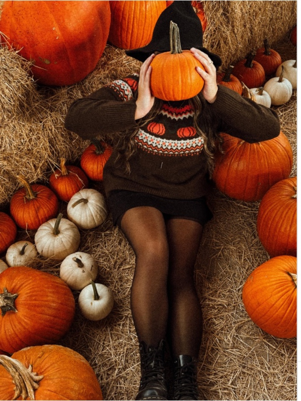Vince Camuto Brown Fair Isle Pumpkin Motif Crewneck Sweater